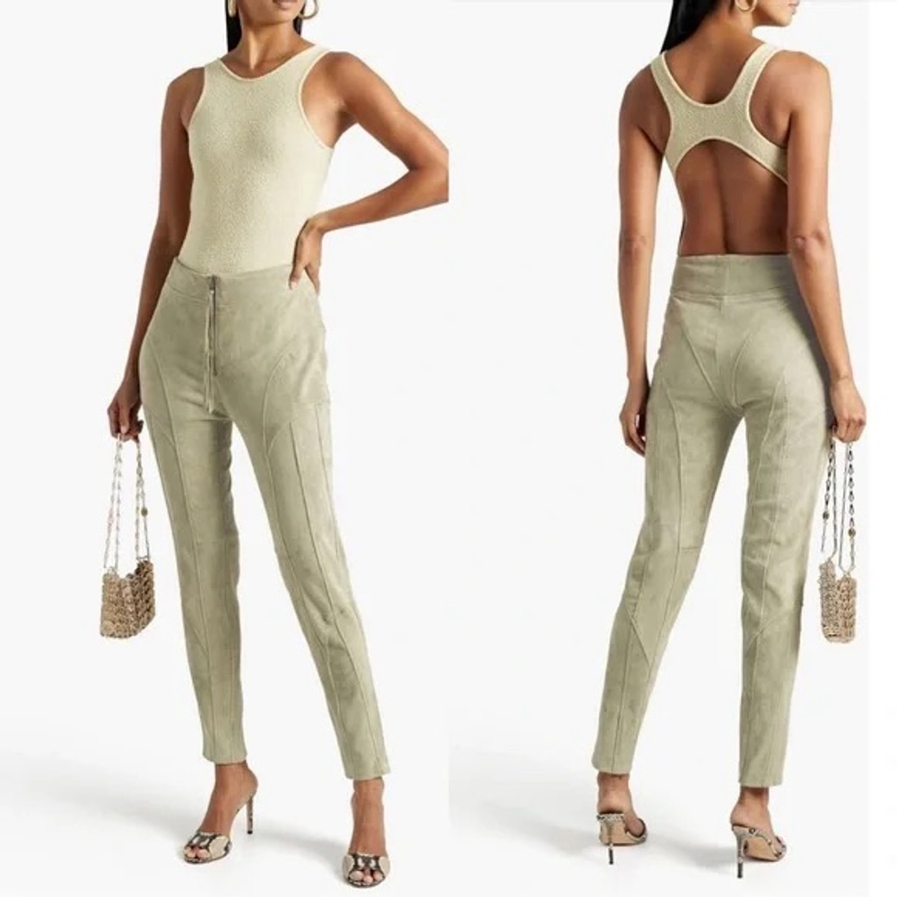 Women's retrofête Suede Skinny Pants in Sage Green, Size S